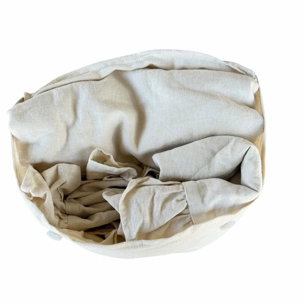 Simply Shabby Chic Ruffled Linen Blend King 3-Piece Duvet Cover Set Oatmeal NIP